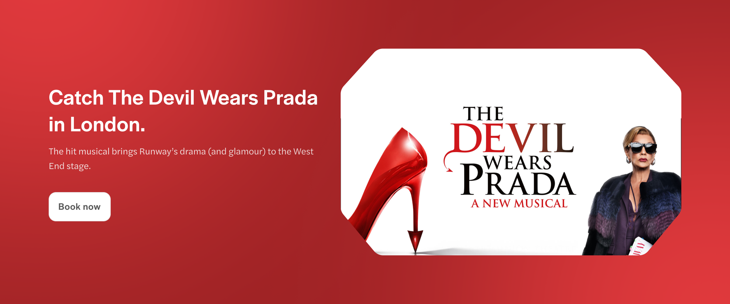 Devil Wears Prada musical promotion with red stiletto and character in London